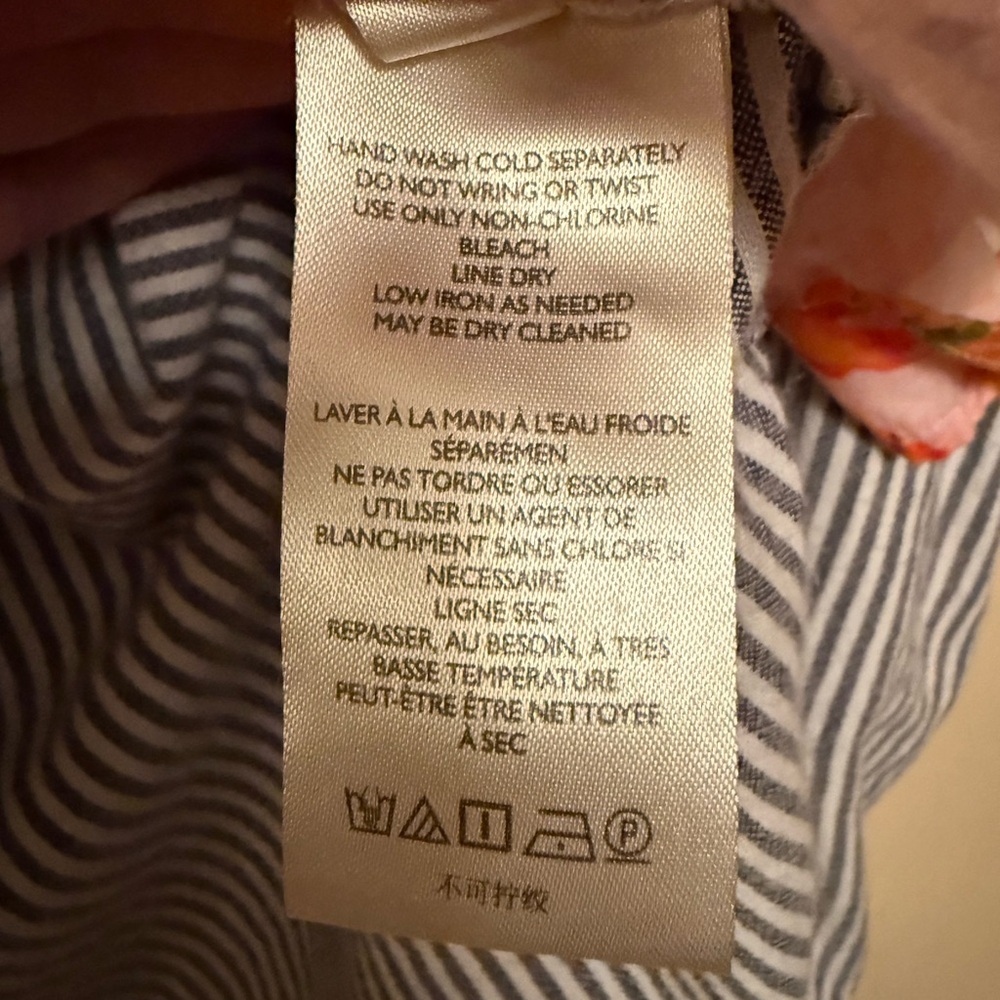Maeve Pink Floral and Gray Striped Button Down Shirt - Picture 5 of 5